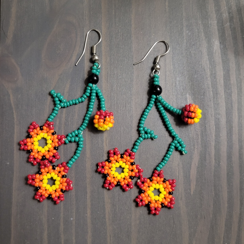 Mexican beaded huichol earings